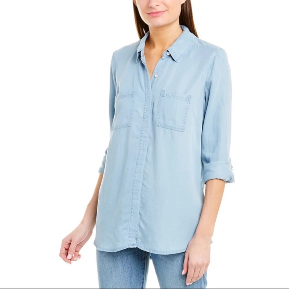 Splendid Fold Back Long Sleeve Tunic Chambray Button Up - Picture 1 of 3